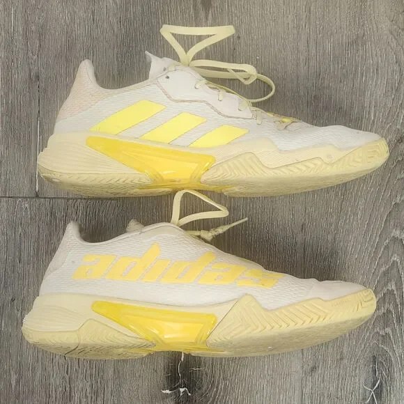 ADIDAS MEN'S Barricade Tennis Shoes Ecru Tint / Almost Yellow Size 10 GUC - Picture 6 of 9